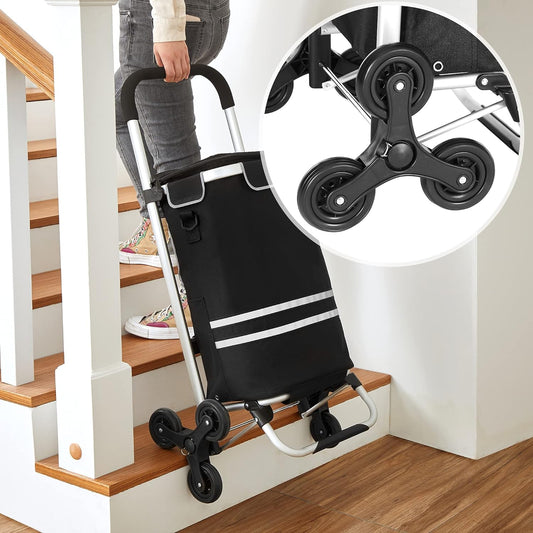 Chariot de Course, Chariot de Course Pliable, 35L, Caddie 6 Roues, Poussette de marché, adapté aux escaliers, Noir, 1