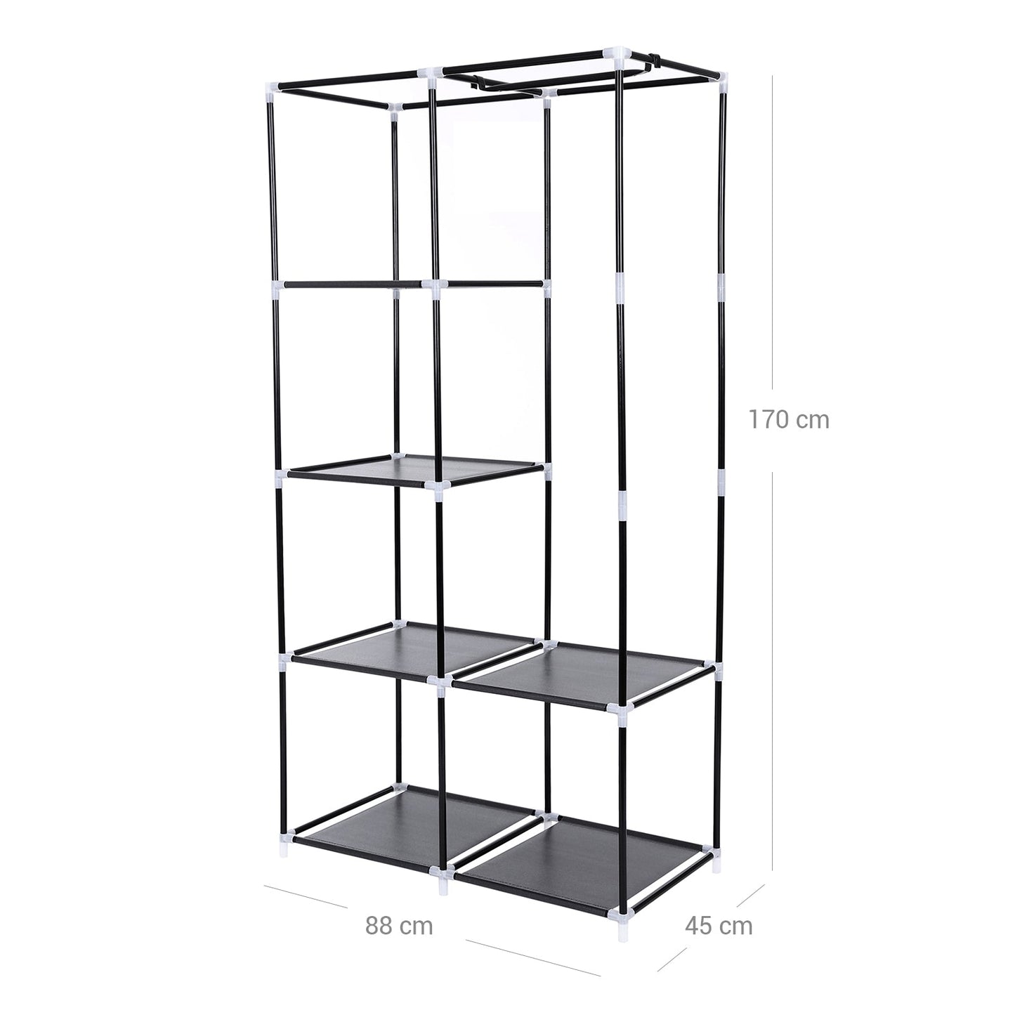 Armoire de Rangement, Penderie, Dressing en Tissu Non-tissé, Porte-Manteau DIY, 170 x 88 x 45 cm, Noir, SONGMICS, 5