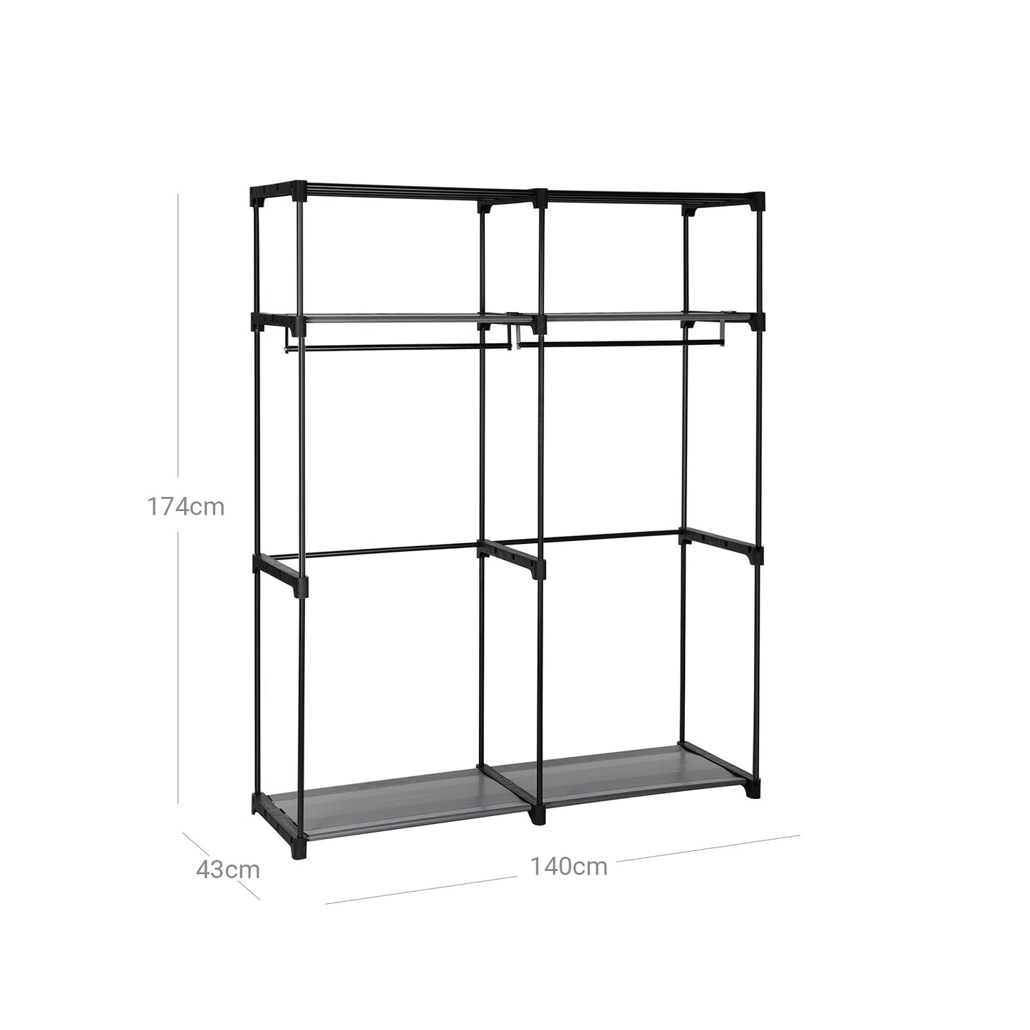 Armoire de Rangement, Penderie Portable avec Barre de Suspension, Porte-vêtements Pliable, Gris, SONGMICS, 6