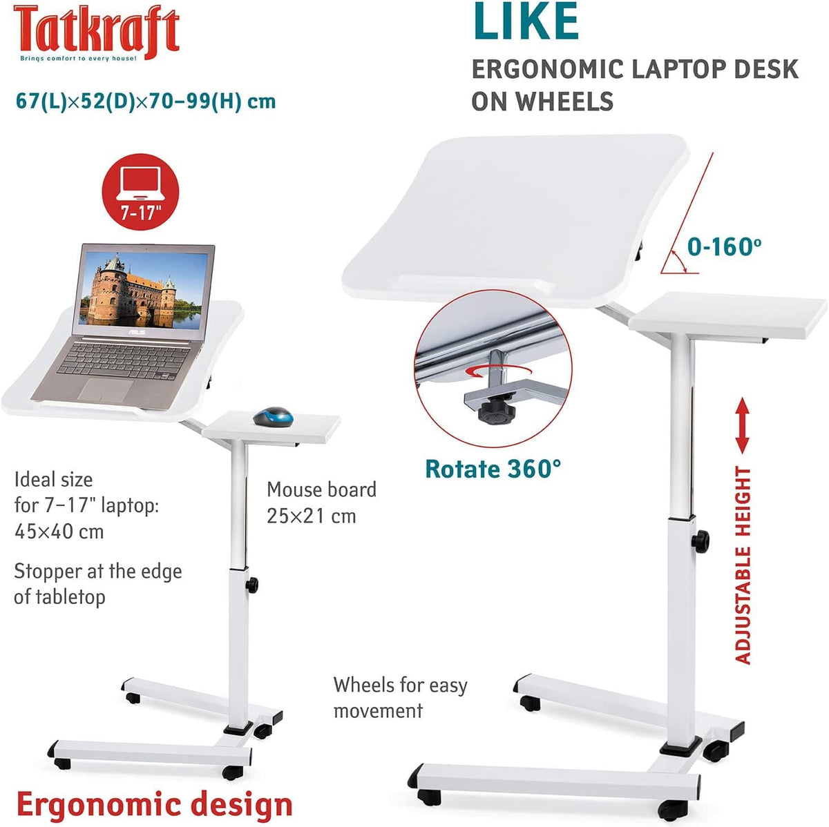 Support Ordinateur Portable, Table de Lit, Table Ordinateur Portable, Table pour Ordinateur Portable, Tatkraft Like, 8