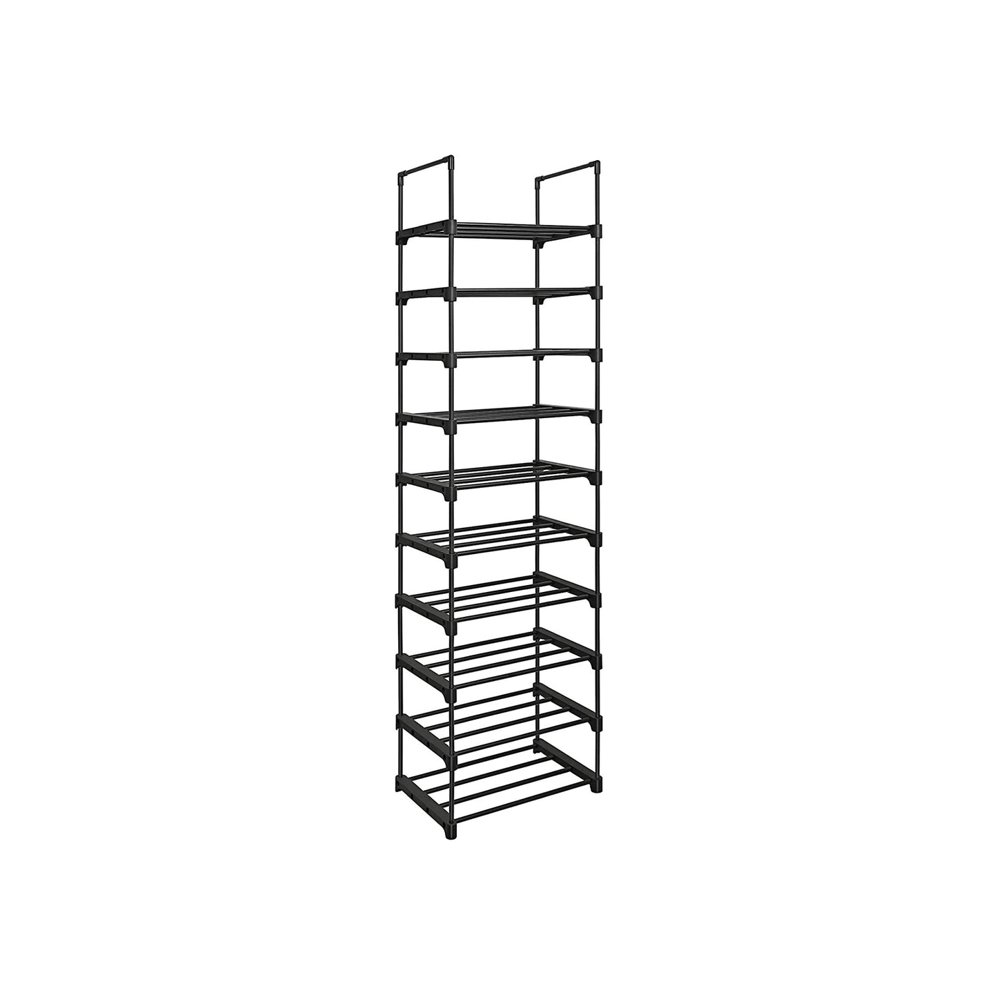 SONGMICS - Étagère à Chaussures à 10 Niveaux, Grand Étagère à Chaussures en Fer, Étagères sur Pied DIY, Gain de Place, 45 x 30 x 174 cm, Noir