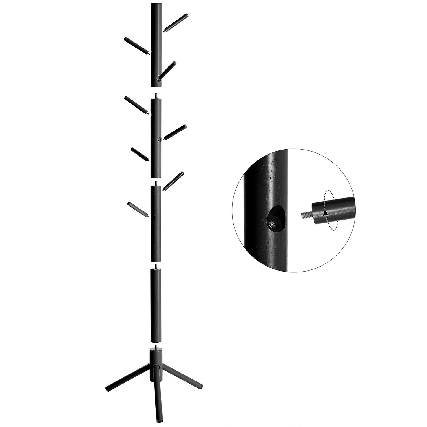 Porte-manteau sur pieds 8 crochets noir