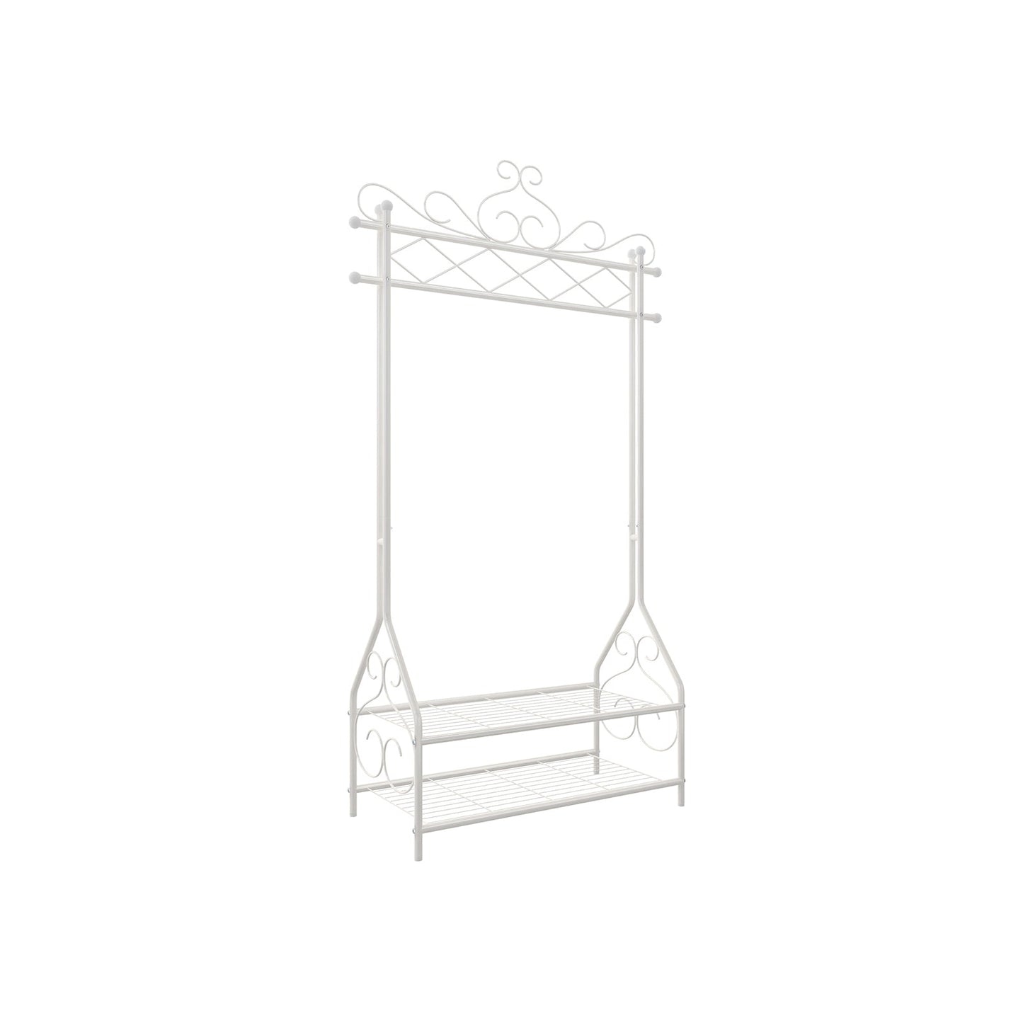 Portemanteau Vintage Portant métallique avec Tringle et 2 étagères 92 x 41 x 173 cm (L x l x h) Couleur Beige, SONGMICS, 3