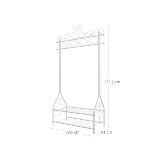 Portemanteau Vintage Portant métallique avec Tringle et 2 étagères 92 x 41 x 173 cm (L x l x h) Couleur Beige, SONGMICS, 1