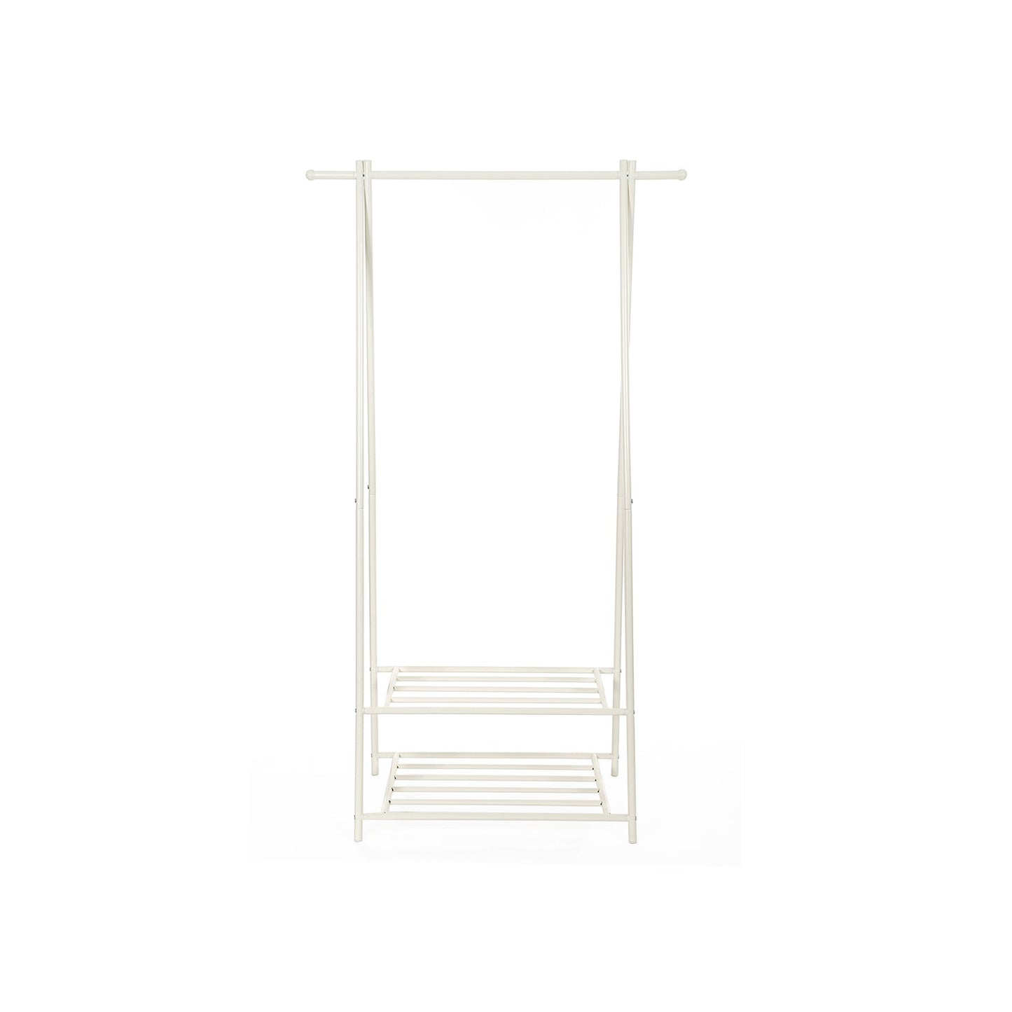 Portant Penderie à vêtement Porte-Manteau étagère pour Chaussures Penderie Support Manteau Couleur crème, SONGMICS, 3