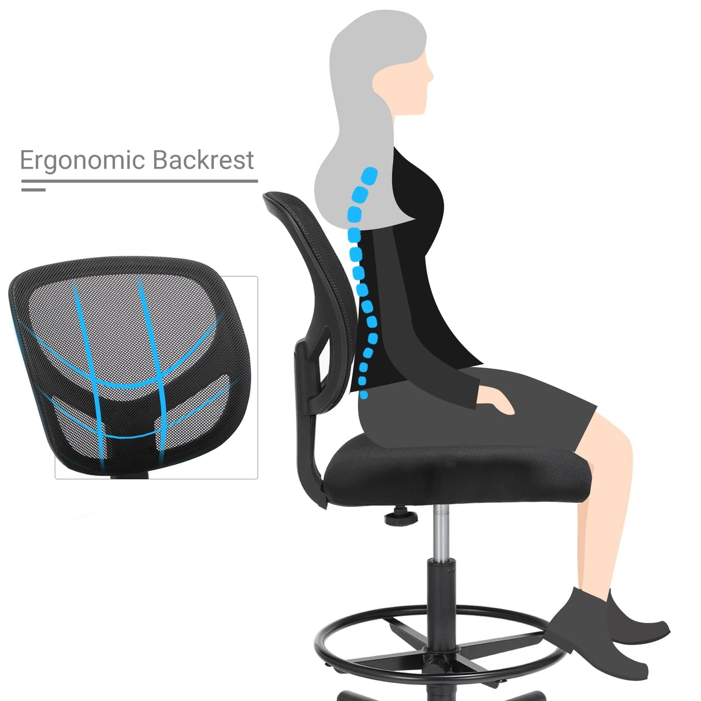SONGMICS - Chaises de bureau, Confort maximal: Siège ergonomique rembourré, dossier confortable