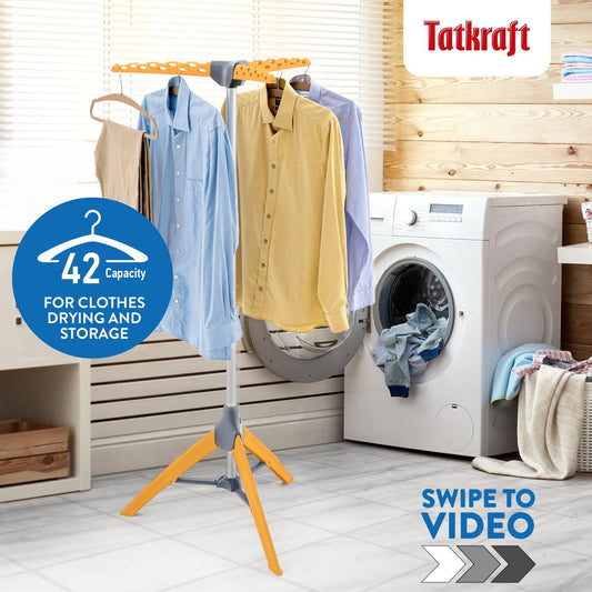Étendoir Cintre, Séchoir à Linge Solide, Séchoir Cintre, Etendoir Porte Cintre, Portant Pliable, Tatkraft Palm, 2