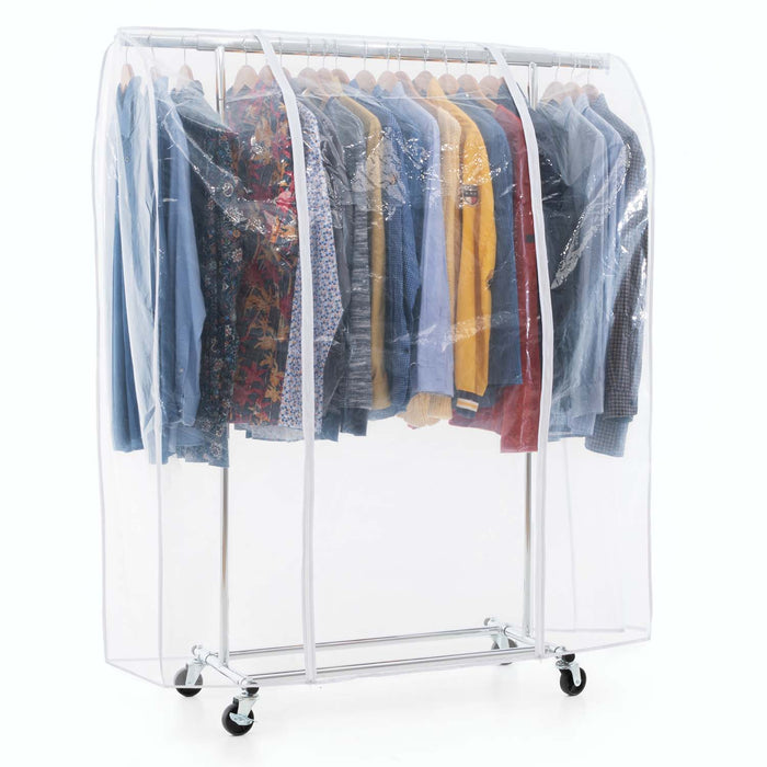 Tatkraft Danko & Anwalt – Portant à vêtements solide sur roulettes avec housse transparente imperméable, capacité 100 kg
