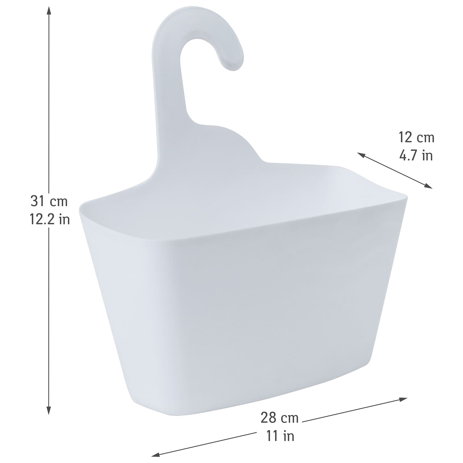 Tatkraft Posh Panière de Douche Plastique Blanc à Suspendre, 2 Paniers de Rangement pour la Maison avec Crochet, 2