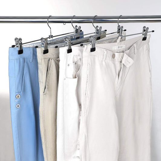 Cintre Pantalon, Lot de 20, Cintre Pince, 31 cm, Cintres, avec 2 Pinces Amovibles, Métallique, Argent et Noir, SONGMICS, 2