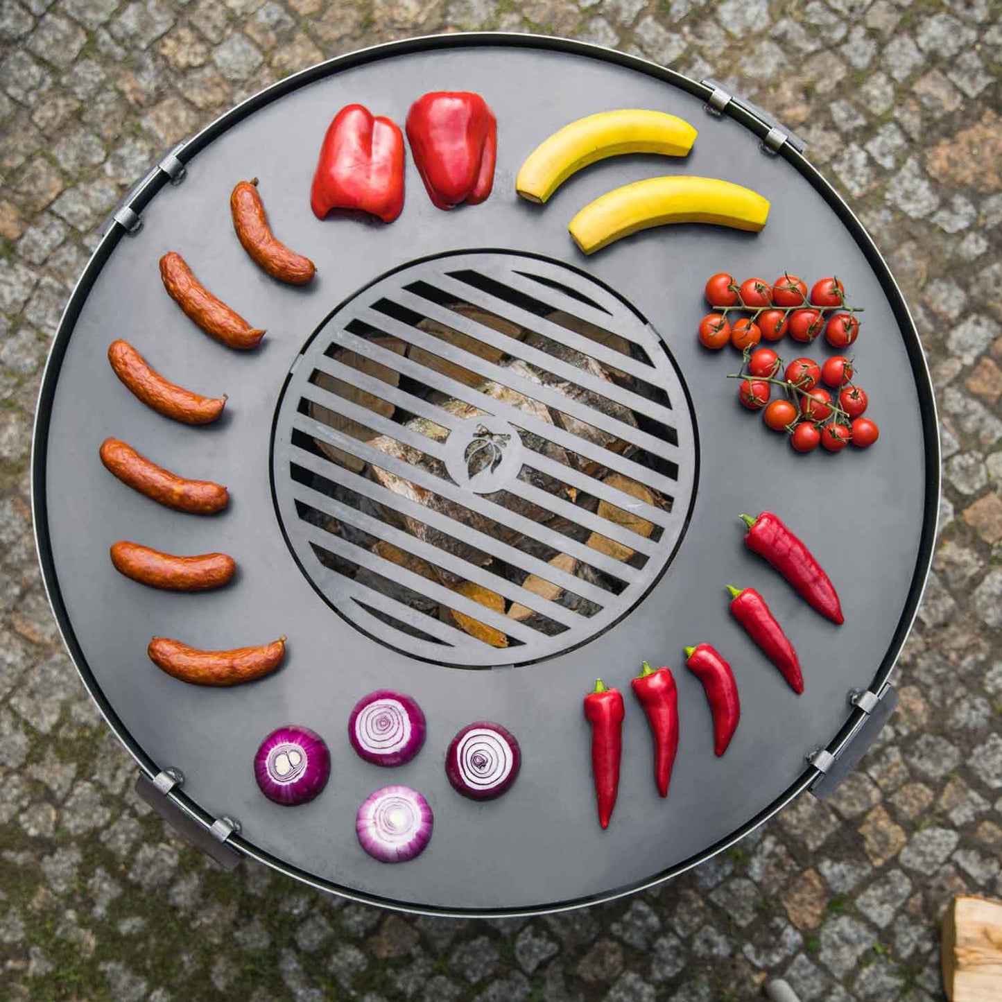 Cook King, Grille de barbecue, Barbecue, Plaque de brasero avec grill et 4 poignées, Barbecue, 6