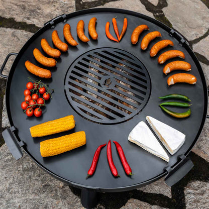 Cook King, Grille de barbecue, Barbecue, Plaque de brasero avec grill et 4 poignées, Barbecue, 1