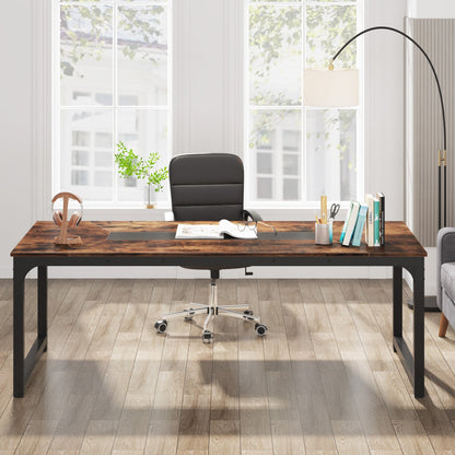 Bureau Ordinateur, 180 x 90 x 77 cm, Bureau Professionnel, Table de Réunion, Brun, Tribesigns, 7