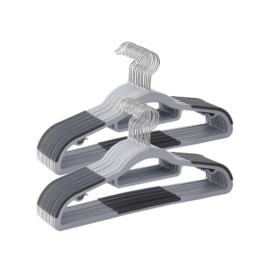 Cintres, 30 pièces, Cintre Pantalon, Longueur 42 cm, Cintre Vetement, Gain de Place, Plastique, Gris, SONGMICS, 1