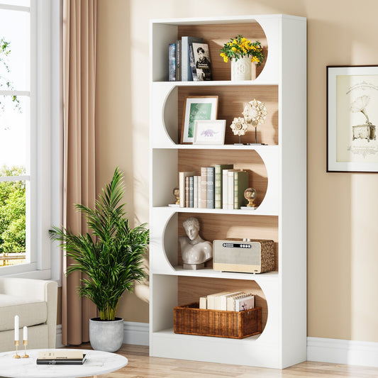 Bibliothèque, 5 niveaux, Étagère étroite, 80 x 30 x 180 cm, Etagere de Rangement, Blanc, Tribesigns, 1