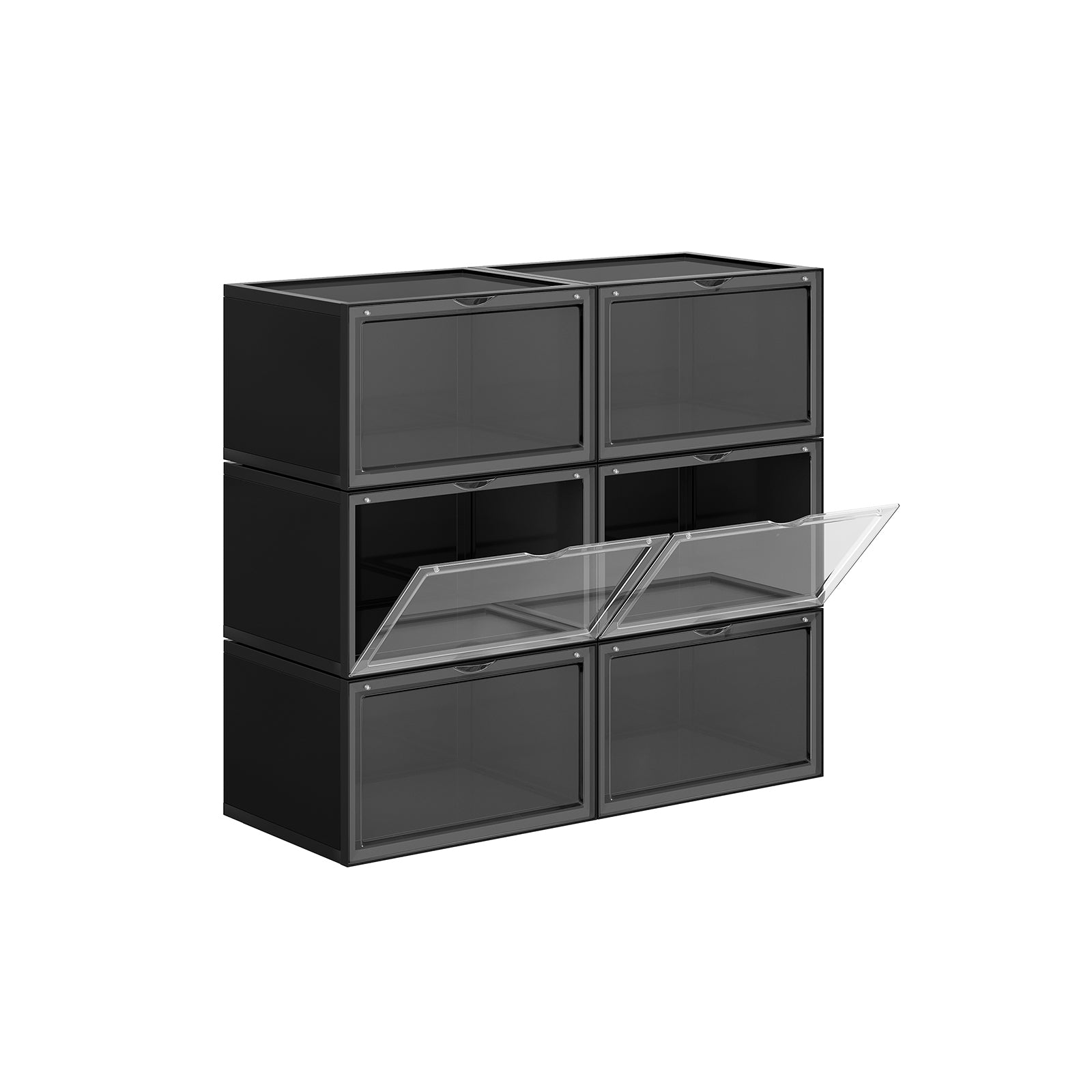 Boite a chaussure, Lot de 6, Boite Rangement Chaussures, Pliable, Pointure jusqu’à 46, Noir, SONGMICS, 11