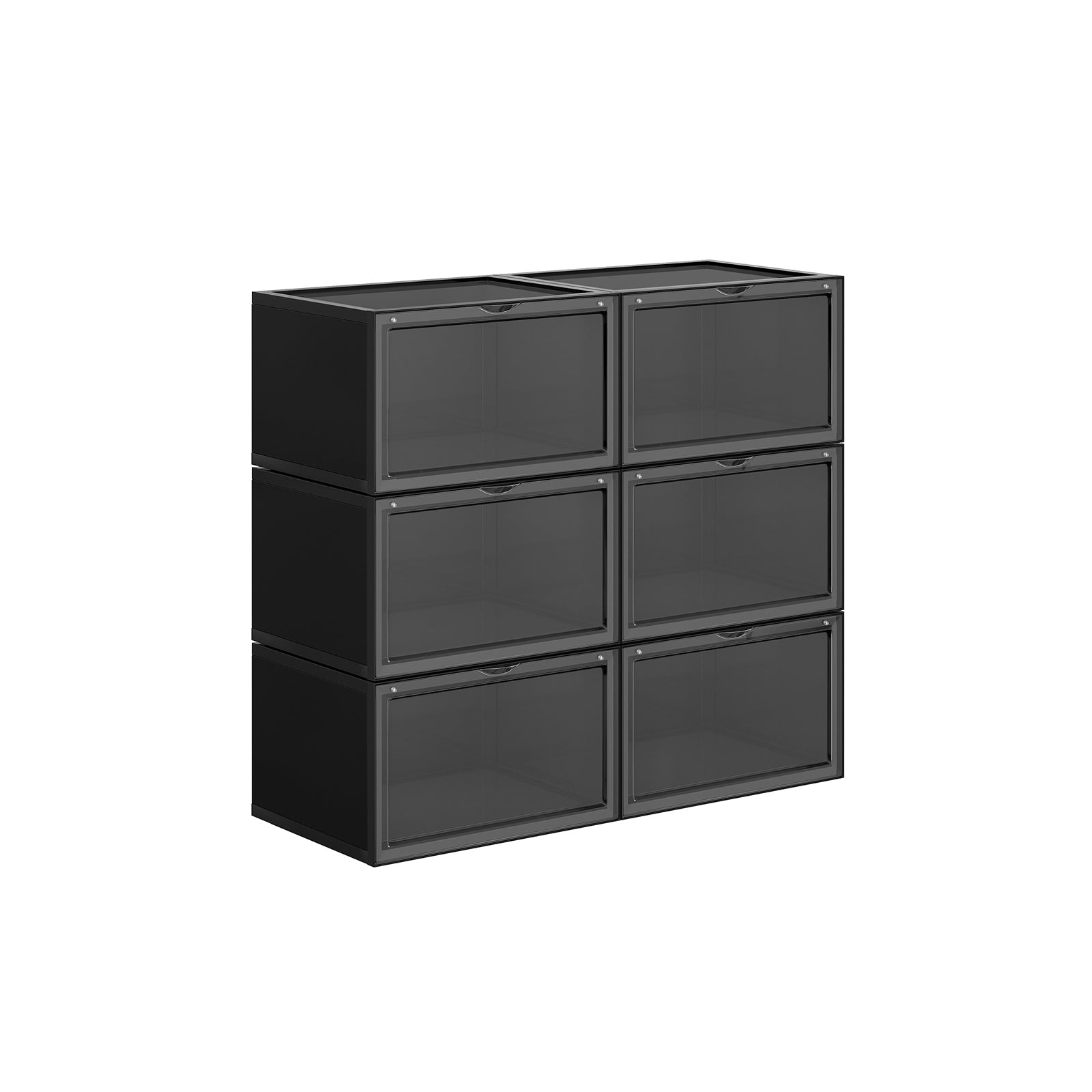 Boite a chaussure, Lot de 6, Boite Rangement Chaussures, Pliable, Pointure jusqu’à 46, Noir, SONGMICS, 3