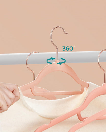 Cintres, Lot de 50, Cintre Pantalon, 43,5 cm, Cintre Velours, Barre à Cravate, Cintre Vetement, Rose, SONGMICS, 8