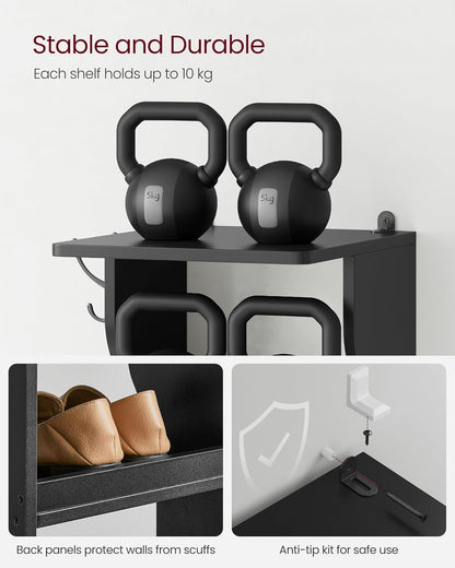 Étagère à chaussures, 7 niveaux, Étagère à Chaussures, Étagère de Rangement, peu encombrant, Noir, VASAGLE, 6