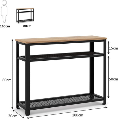 Table Console, Table d'Entrée en Bois avec 2 Étagères, Table d'appoint, Table de Couloir, Bois d'érable, Tribesigns, 7