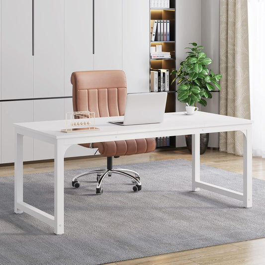 Bureau Ordinateur, Table de Bureau, Bureau pour Ordinateur, Table Ordinateur, Bureau d'ordinateur, Blanc, Tribesigns, 1