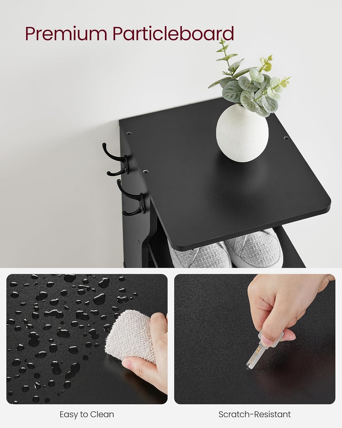 Étagère à chaussures, 7 niveaux, Étagère à Chaussures, Étagère de Rangement, peu encombrant, Noir, VASAGLE, 7