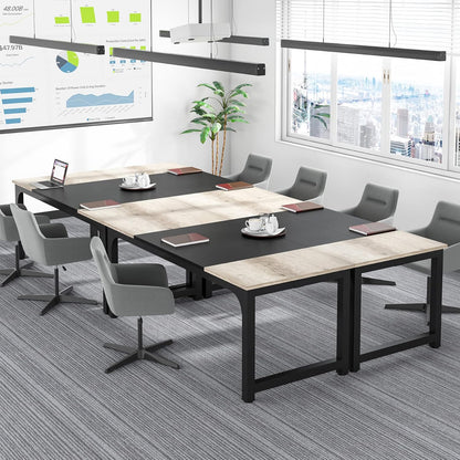 Bureau Ordinateur, 180 x 80 x 75 cm, Bureau informatique, Table de Réunion, Gris Noir, Tribesigns, 6