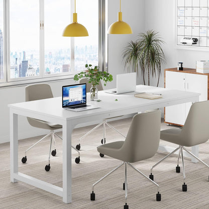 Bureau Ordinateur, Table de Bureau, Bureau pour Ordinateur, Table Ordinateur, Bureau d'ordinateur, Blanc, Tribesigns, 4