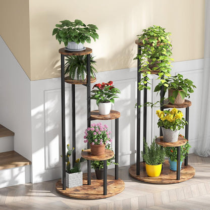 Etagere Plante, 5 niveaux, Support Plante, 50 x 50 x 104 cm, Support plante intérieur, Etagere Salon, Brun Noir, Tribesigns, 3