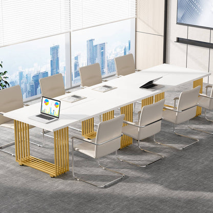 Bureau Ordinateur, 180 x 79 x 78 cm, Bureau informatique, Bureau Travail, Blanc et Or, Tribesigns, 7
