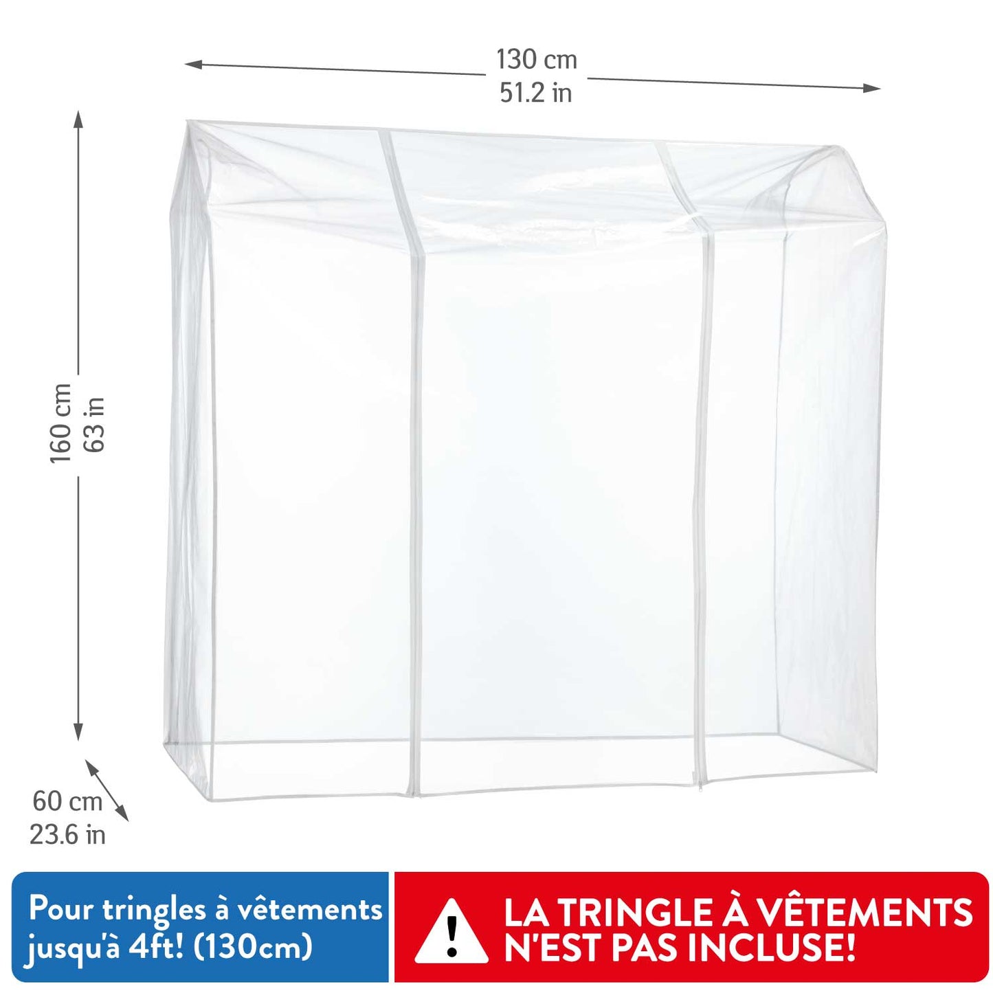 Housse Portant Vetement, Housse pour Portant Vetement, Plastique Waterproof Transparent, L130 cm, Tatkraft Anwalt, 3