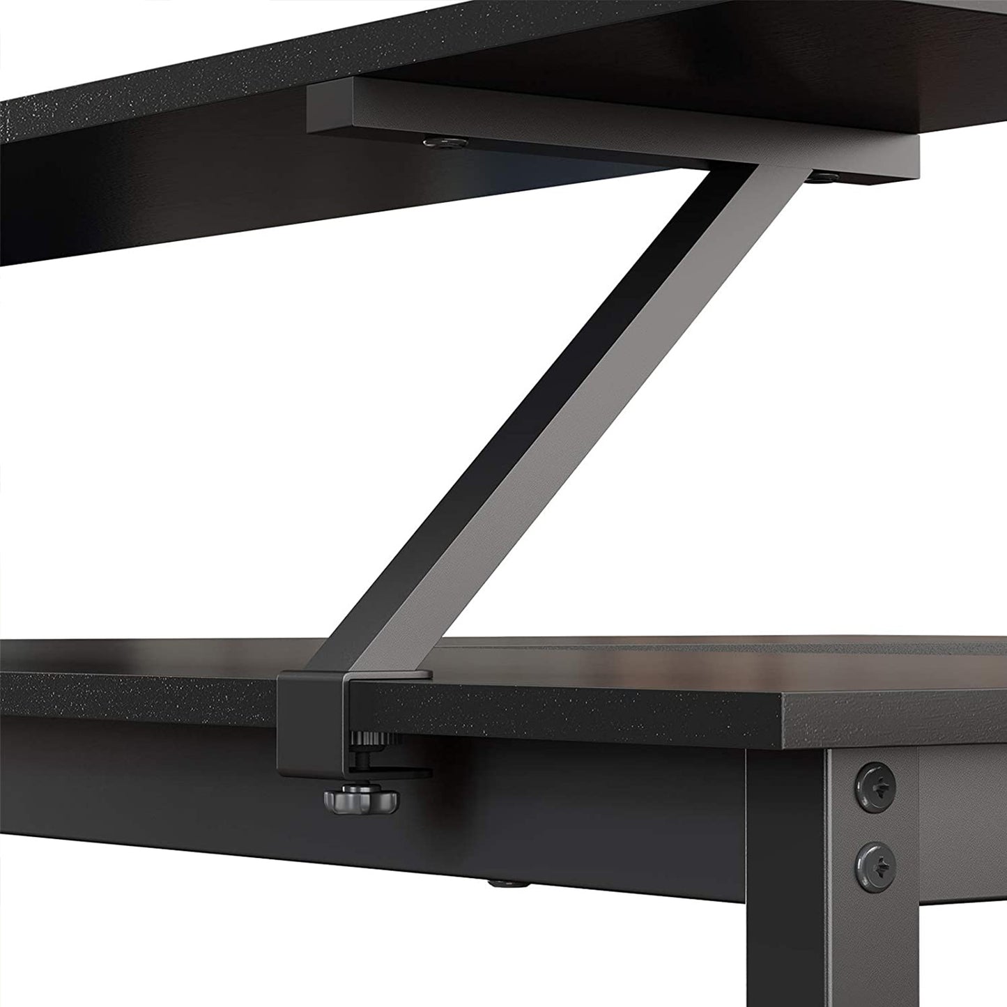 Bureau d'Angle, Bureau Ordinateur, Bureau PC, Bureau Informatique, avec étagère, Cadre en Métal, Noir, Vasagle, 1