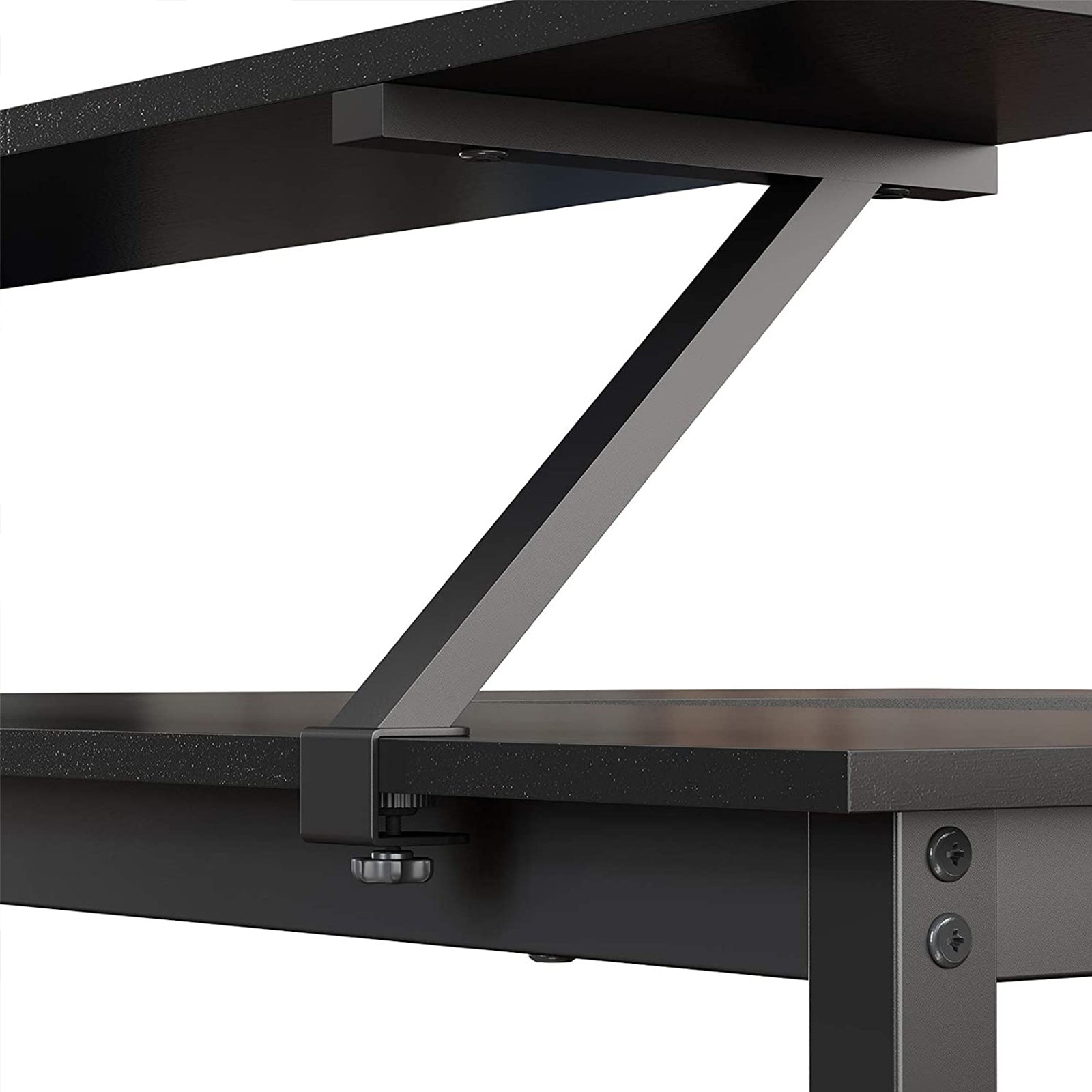 Bureau d'Angle, Bureau Ordinateur, Bureau PC, Bureau Informatique, avec étagère, Cadre en Métal, Noir, Vasagle, 1