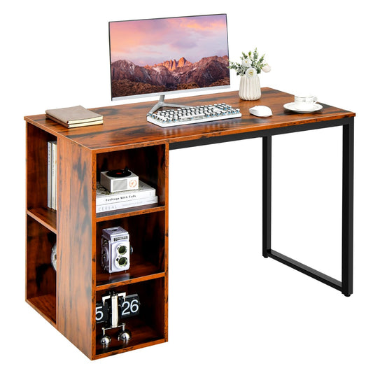 Bureau Ordinateur, Bureau Informatique, Bureau Moderne, Table de Bureau, Poste de Travail, Marron, Costway, 1