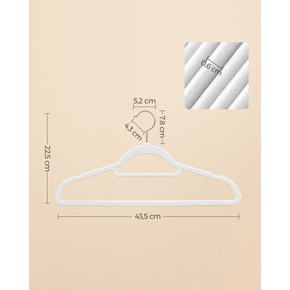Cintres, Lot de 50, Cintre Pantalon,  43,5 cm, Cintre Velours, Barre À Cravate, Blanc et Rose Gold, SONGMICS, 7