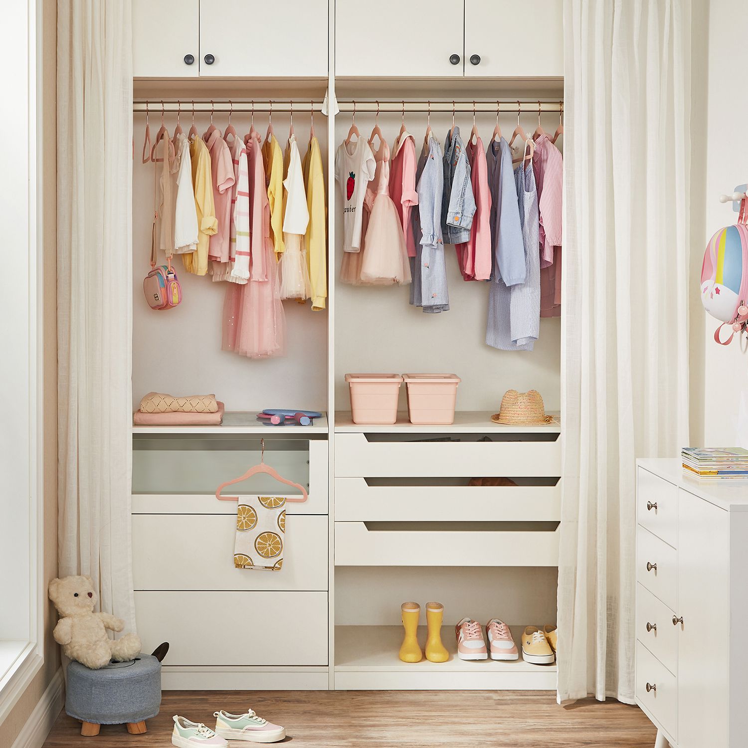 Cintre Enfant, Lot de 50, Cintres Bébé, en Velours, avec Crochets Pivotants à 360° en Rose Gold, Rose, SONGMICS, 4