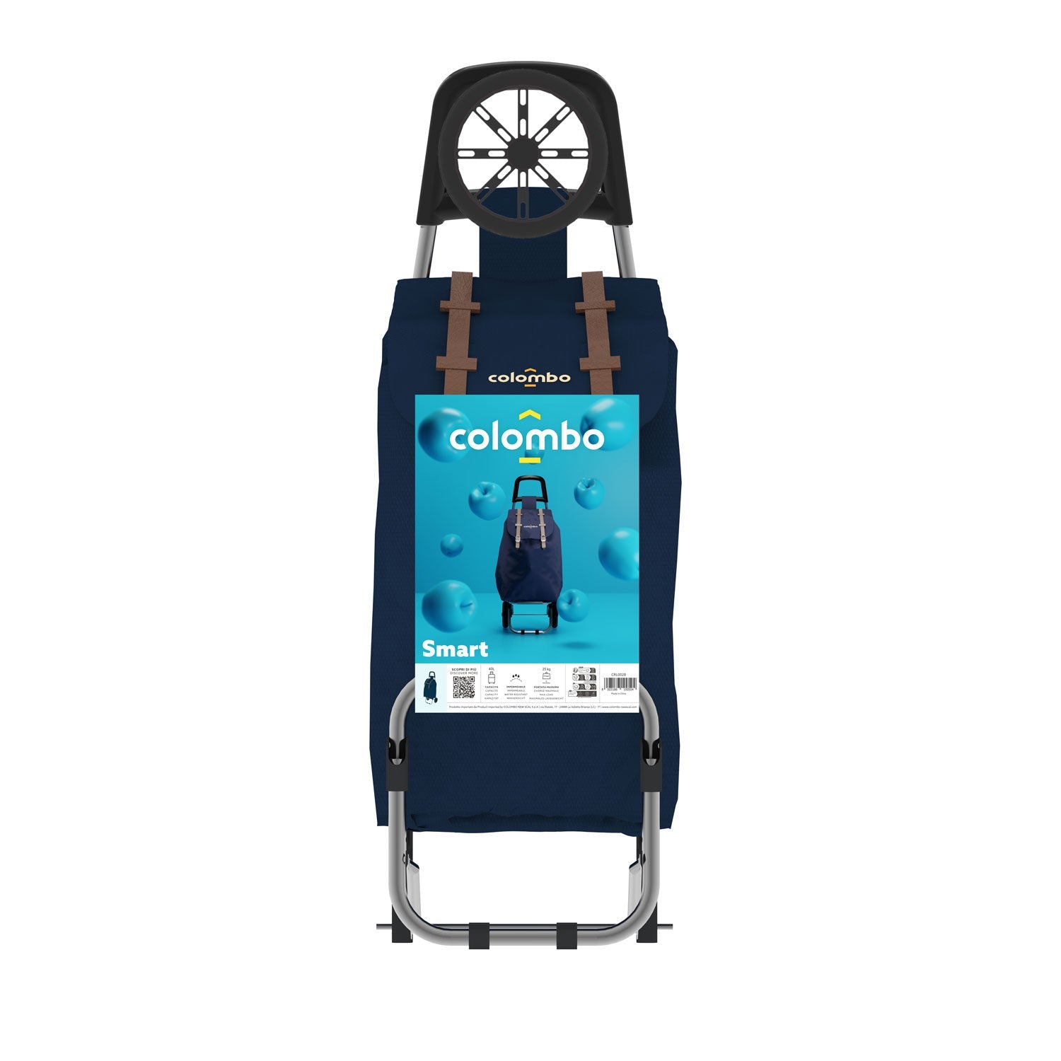 Chariot de courses, Chariot de Course Pliable, Capacité 40 L, Bleu foncé, Colombo SMART, 2