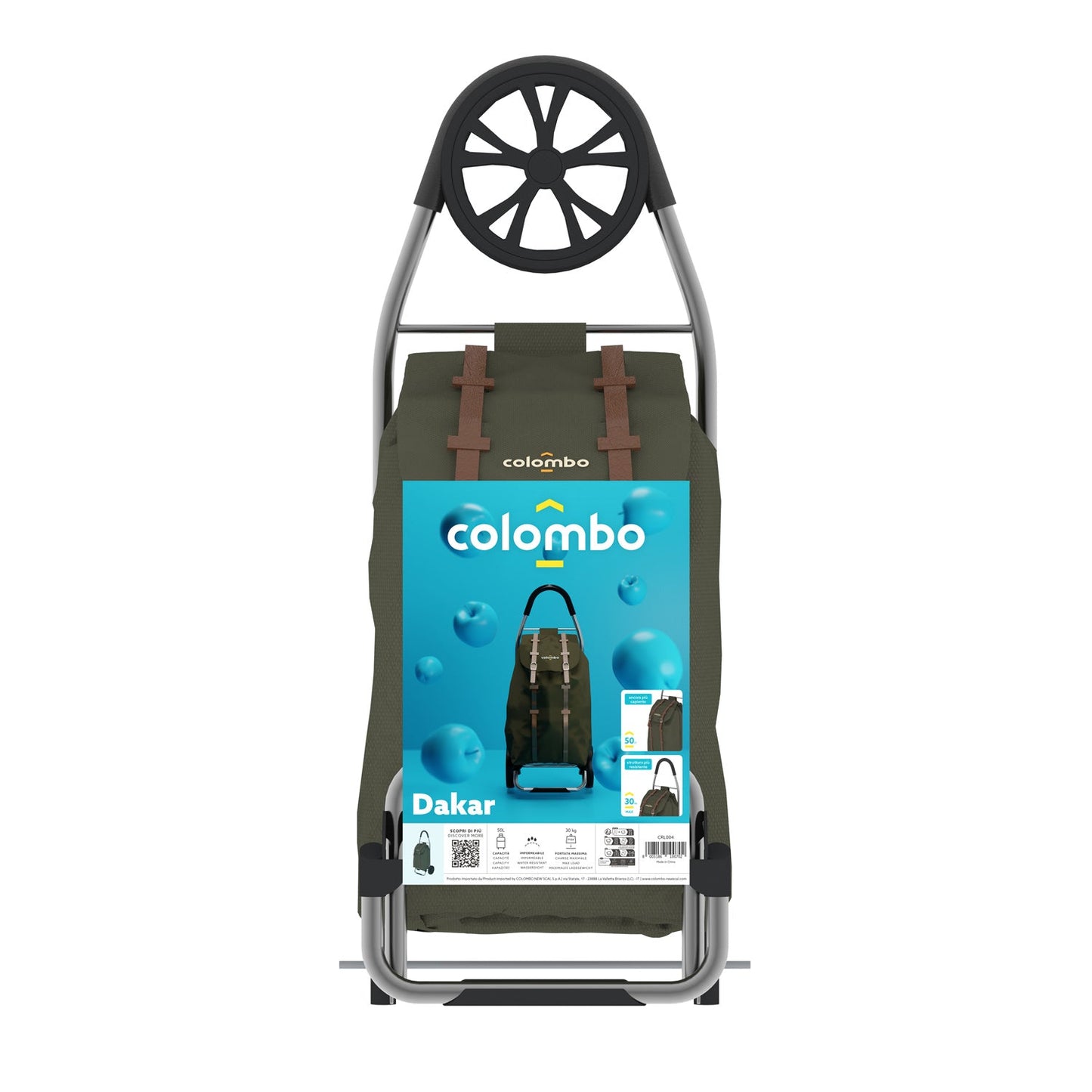 Chariot de Course, Chariot de Course Pliable, Capacité 50 L, Vert militaire, Colombo DAKAR, 1