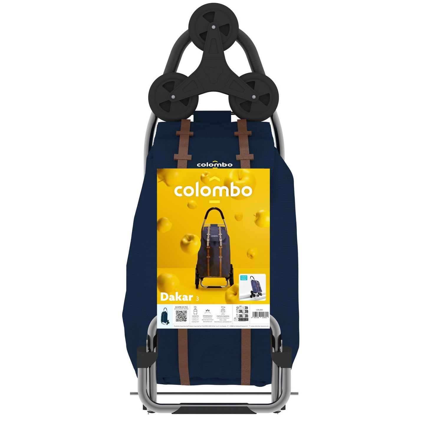 Chariot de Course, Chariot de Course Pliable, Capacité 50 L, Bleu marine, Colombo DAKAR 3, 1