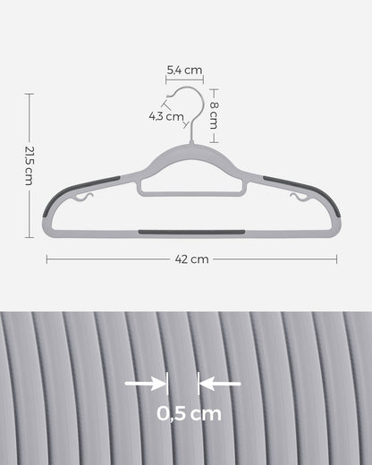 Cintres, 30 pièces, Cintre Pantalon, Longueur 42 cm, Cintre Vetement, Gain de Place, Plastique, Gris, SONGMICS, 6