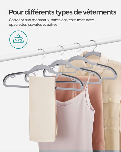 Cintres, 30 pièces, Cintre Pantalon, Longueur 42 cm, Cintre Vetement, Gain de Place, Plastique, Gris, SONGMICS, 7