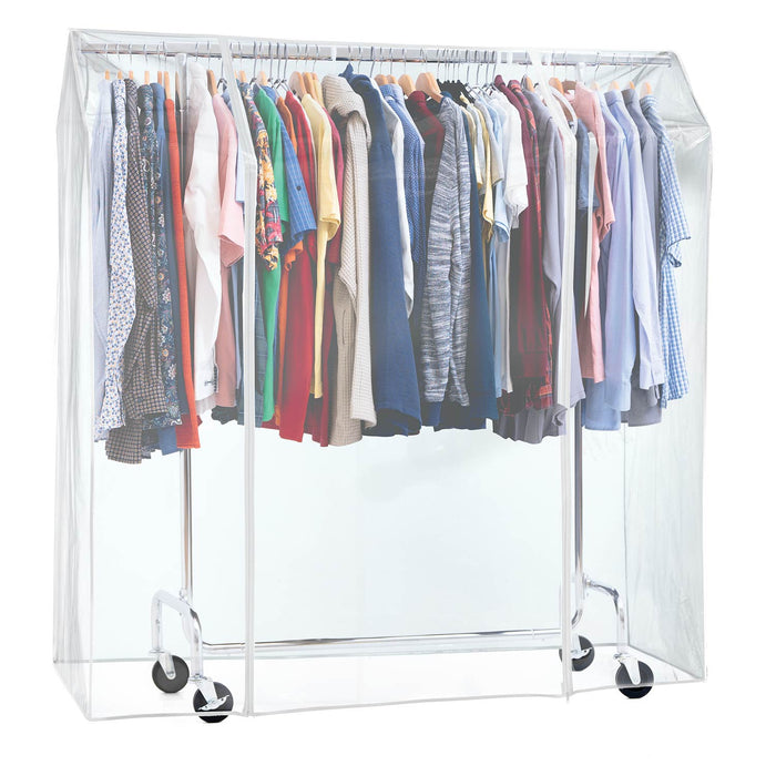 Tatkraft Didrik & Schild – Portant à vêtements solide avec housse imperméable transparente, sur roulettes, jusqu’à 130 kg, réglable de 110 à 150 cm