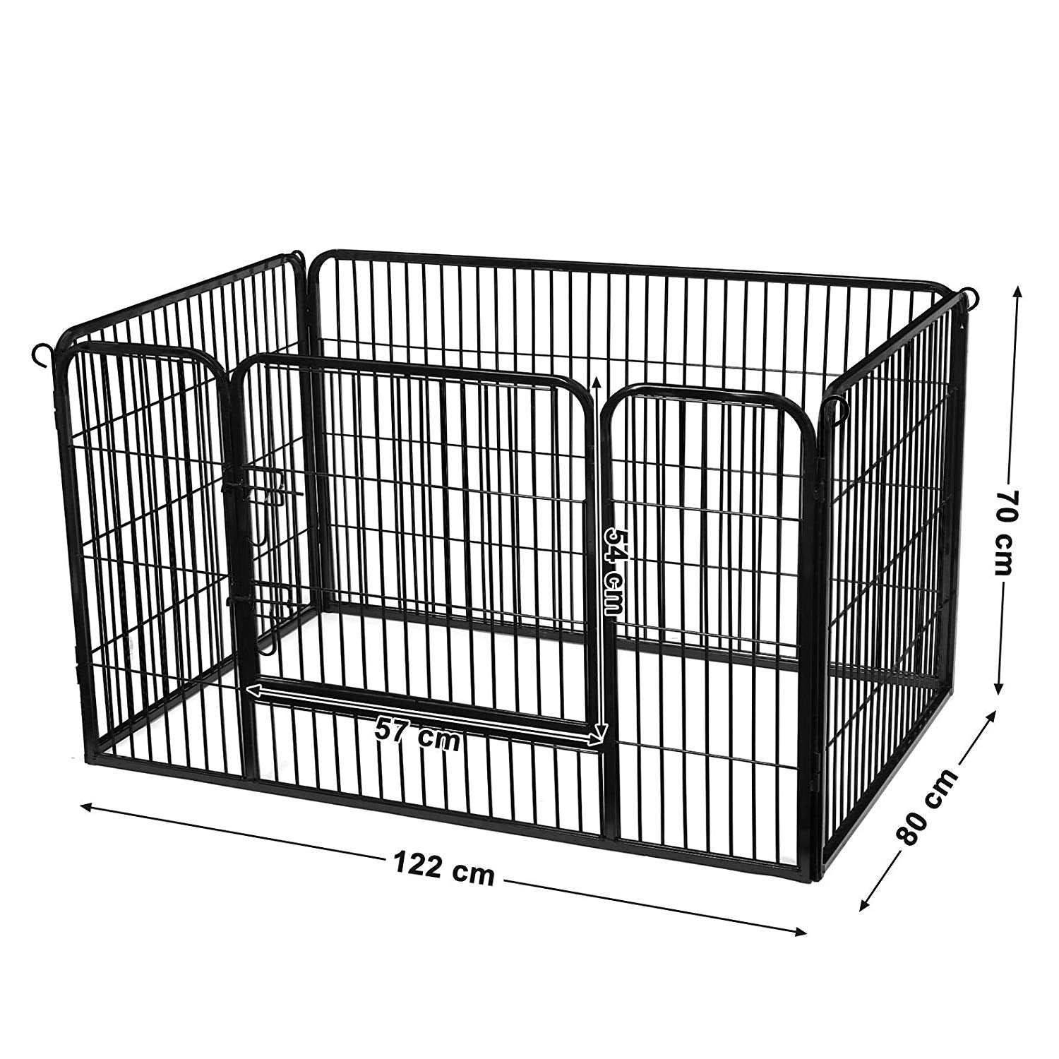 Parc pour Chien, Parc Chiot, Cage pour Chien, Caisse Chien, Porte à double verrouillage, 2 verrous, Noir, Feandrea, 6