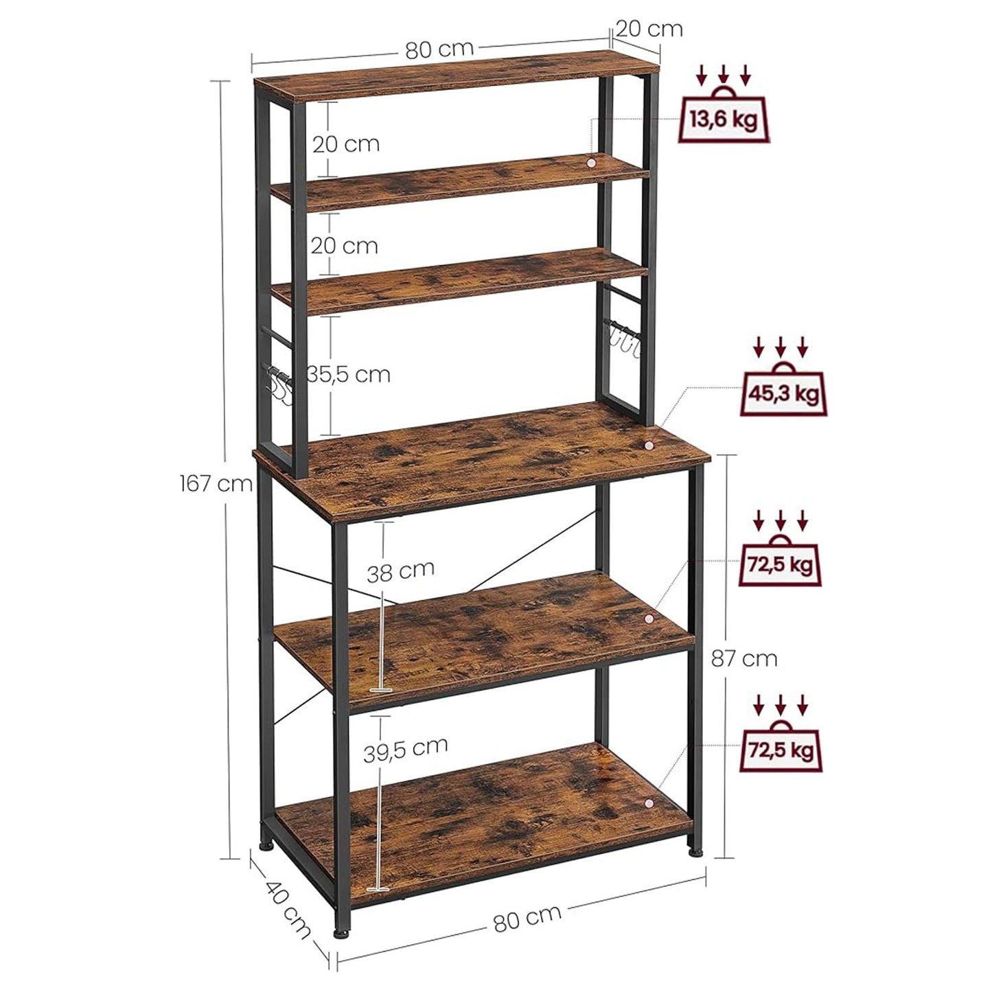 Etagere Cuisine, Etagere Micro Onde, 6 Etageres, VASAGLE, 9