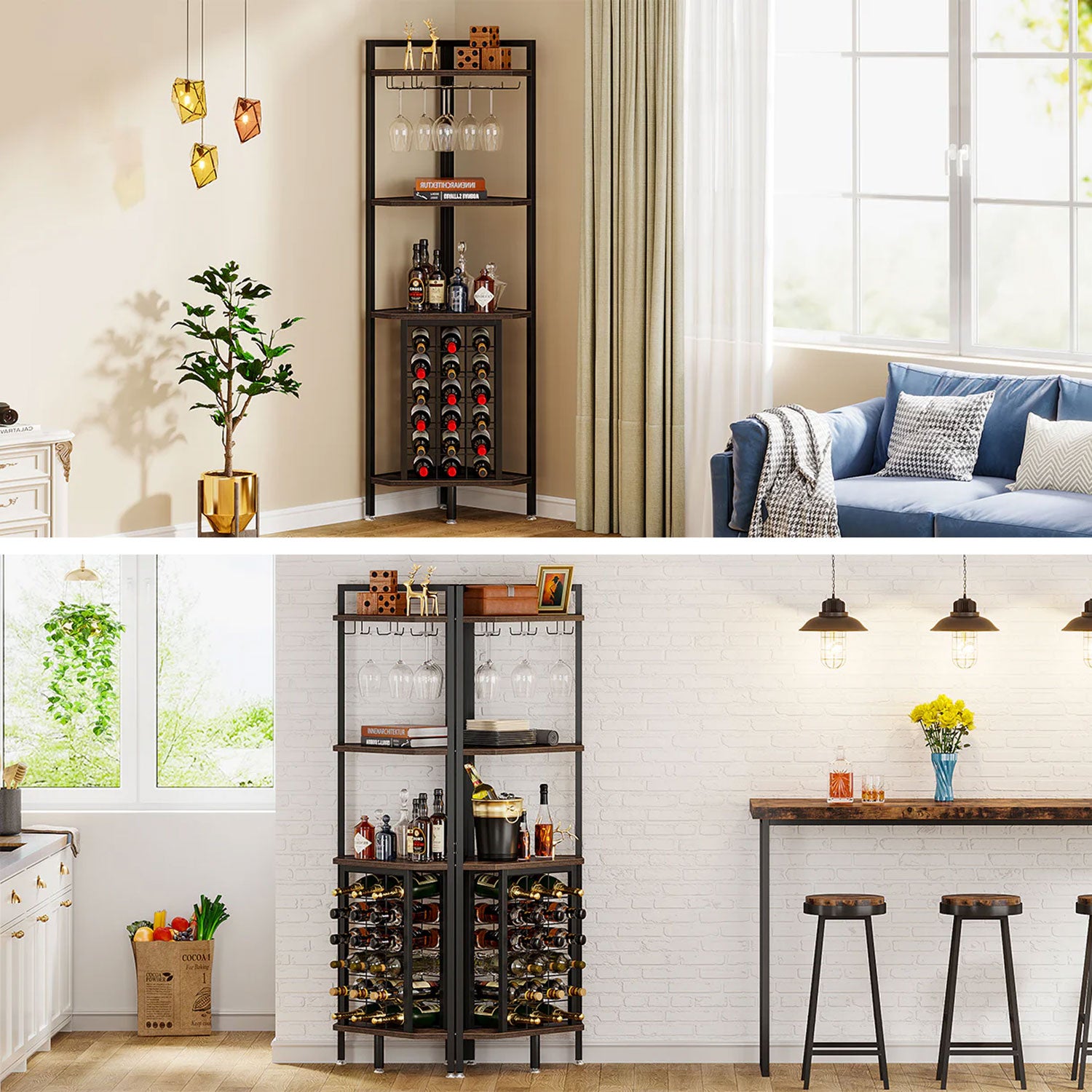 Étagère d'Angle, Etagere a Vin, Jusqu'à 18 Bouteilles, Tribesigns, 5