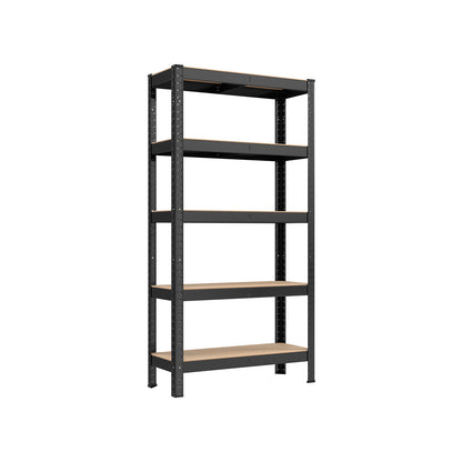 Etagere metal, 5 Niveaux, 30 x 75 x 150 cm, Etagere charge lourde, Capacité 650 kg, Noir, Songmics, 2