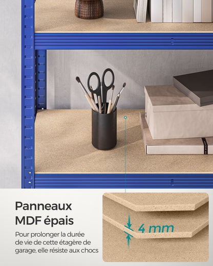 Étagère rangement, Lot de 2, Etagere charge lourde, Capacité 875 kg, 5 Niveaux, 40x90x180 cm, Etagere metal, Bleu, Songmics, 9