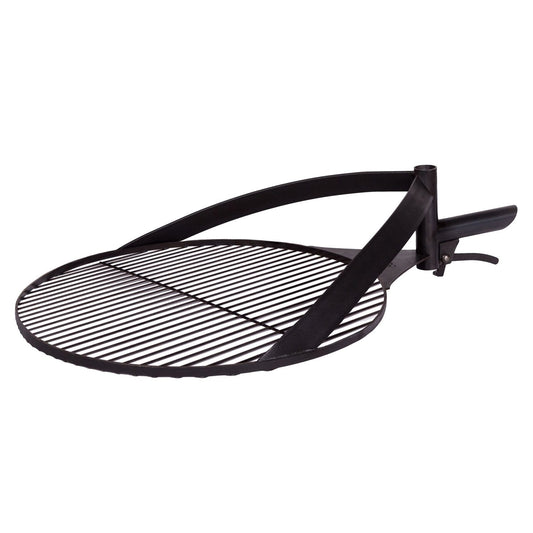 Grille de barbecue acier naturel avec poignée pour le foyer MONTANA X | Grille acier Dia. 50cm, 60cm, Cook King - PRODUIT FAIT À LA MAIN, PRODUCTION EUROPÉENNE