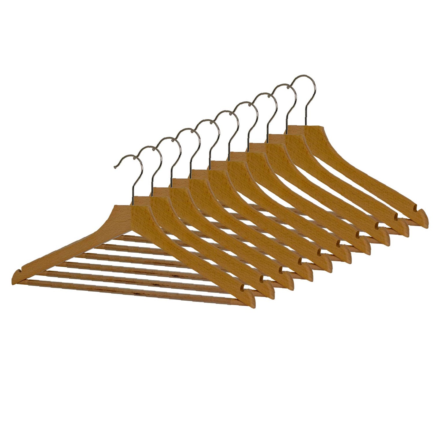 Cintre en bois, 10 PCs, Cintres, avec encoche pour jupe, Cintre pantalon, Large 42cm, Hêtre naturel, MAWA Profi RE RFS, 3