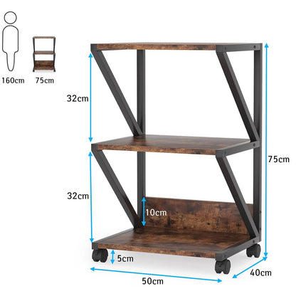 Support d'imprimante, Étagère de Rangement sur Roulettes, Étagère en Bois Pour Imprimante, Marron, Tribesigns, 7